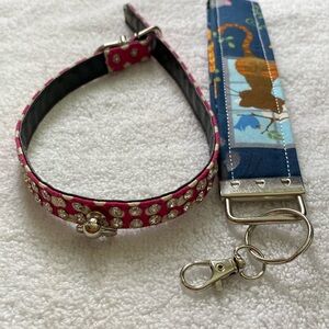 Pets Collars Polka Dot and keychain